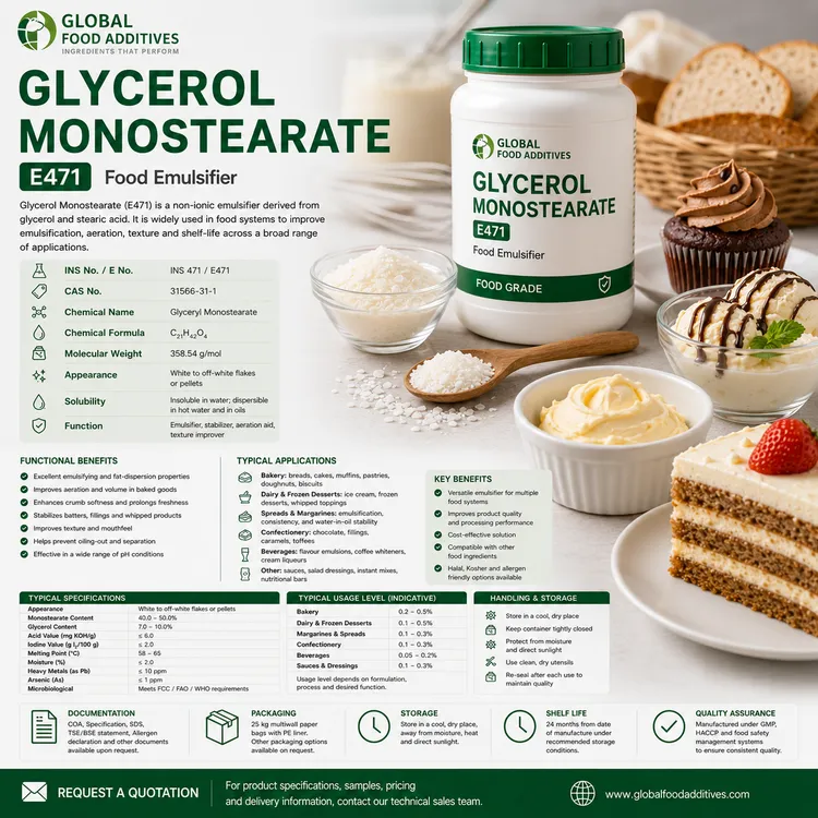 Glycerol Monostearate food additive food additive ingredient illustration