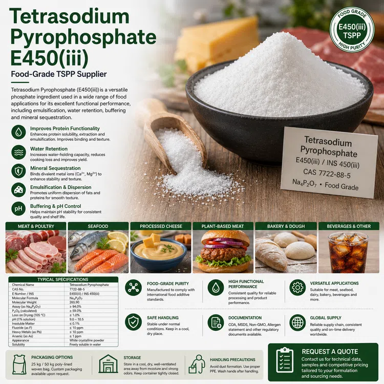 Food-grade Tetrasodium Pyrophosphate powder for industrial food processing